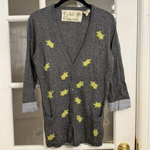 ANTHROPOLOGIE FIELD FLOWER Dark Gray Turtle Wool Cashmere Button Down Cardigan